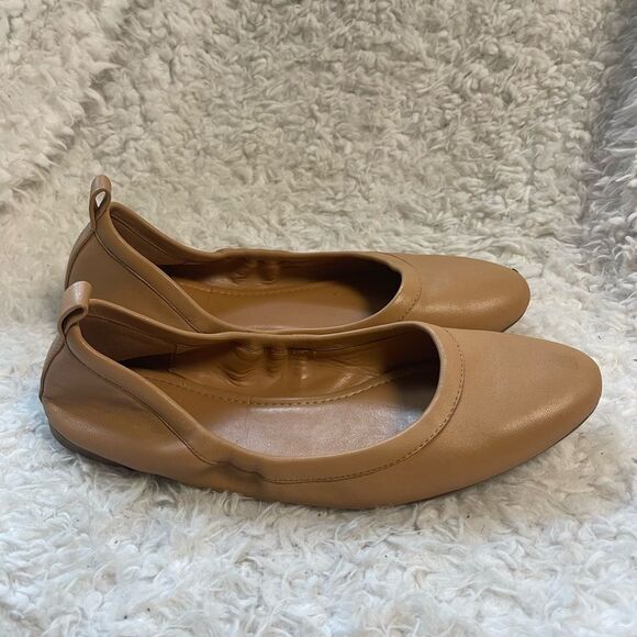 J. Crew leather tan Ballet Flats slip on shoes SZ10.5 - Picture 2 of 10